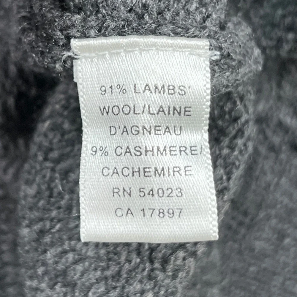 Banana Republic Mens Large Gray Lambswool Cashmere 1/4 Zip Sweater Elbow Patches